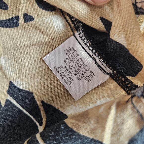 Panama Jack Shirt Mens 2XL Gray Tan Hawaiian Tropical Button Front Ramie - Picture 10 of 13